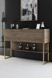 Hanah Home Luxe Cómoda Dorado y Nogal